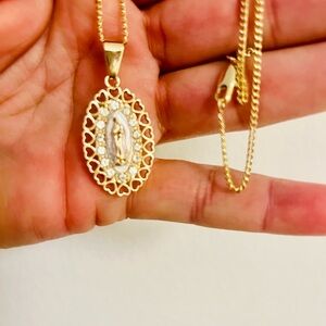 Russian Mary heart oval Pendant Necklace